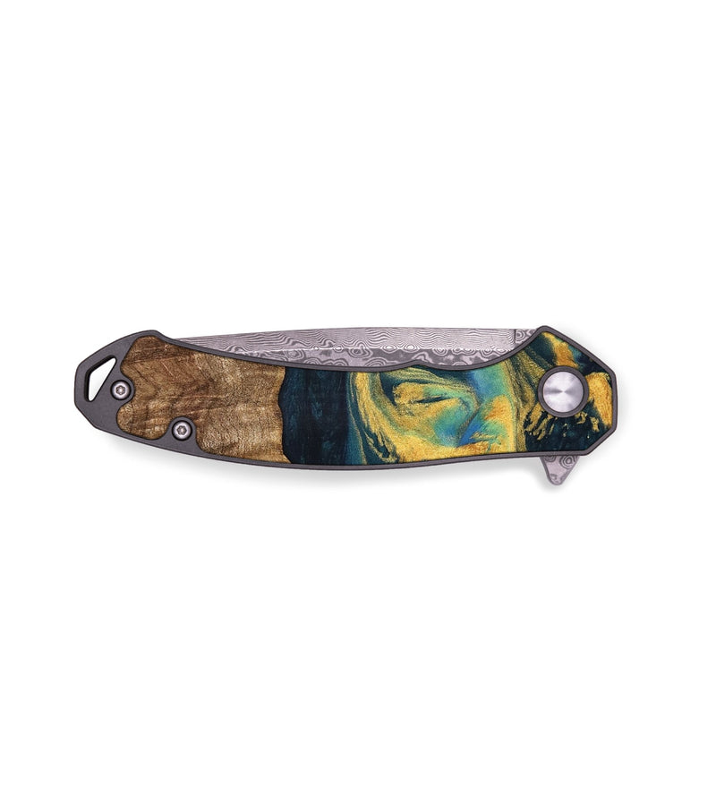 EDC Wood Pocket Knife - Dulci (Teal & Gold, 741501)