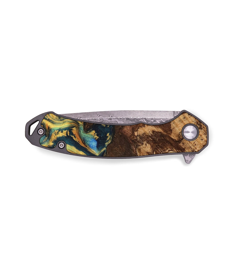 EDC Wood Pocket Knife - Wesley (Teal & Gold, 741564)