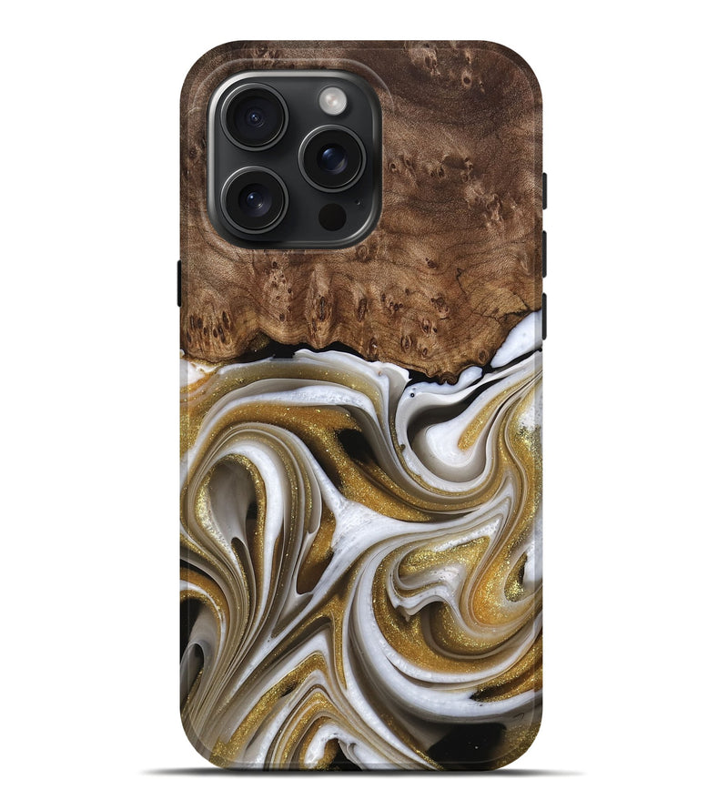 iPhone 16 Pro Max Wood Live Edge Phone Case - Trinh (Black & White, 741604)