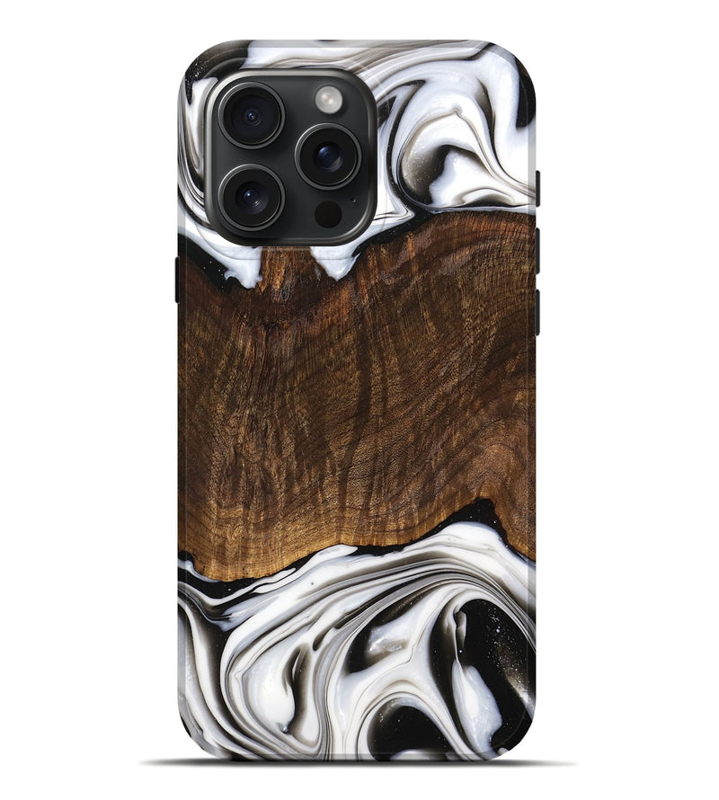 iPhone 16 Pro Max Wood Live Edge Phone Case - Trenten (Black & White, 741607)