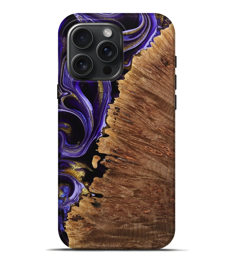 iPhone 16 Pro Max Wood Live Edge Phone Case - Marvel (Purple, 741624)