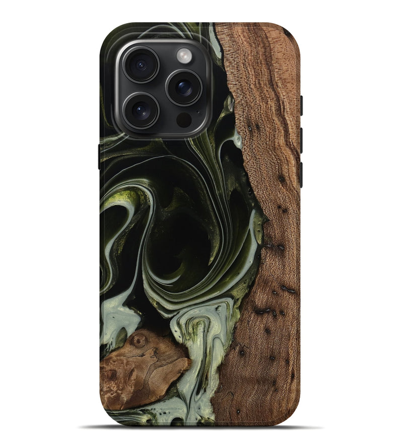 iPhone 16 Pro Max Wood Live Edge Phone Case - Aldo (Green, 741809)