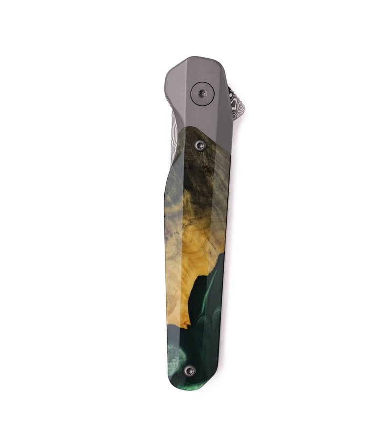 Live Edge Wood Pocket Knife - Monica (Green, 741840)