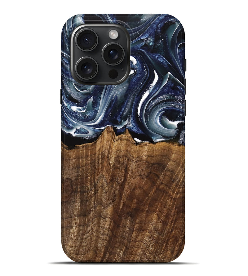 iPhone 16 Pro Max Wood Live Edge Phone Case - Court (Blue, 741927)