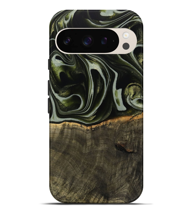 Pixel 9 Pro XL Wood Live Edge Phone Case - Tonye (Green, 741937)