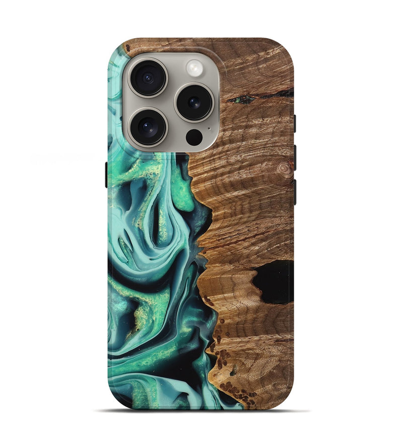 iPhone 16 Pro Wood Live Edge Phone Case - Gertie (Green, 742566)