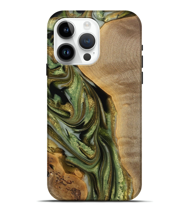 iPhone 15 Pro Max Wood Live Edge Phone Case - Gurney (Green, 742567)
