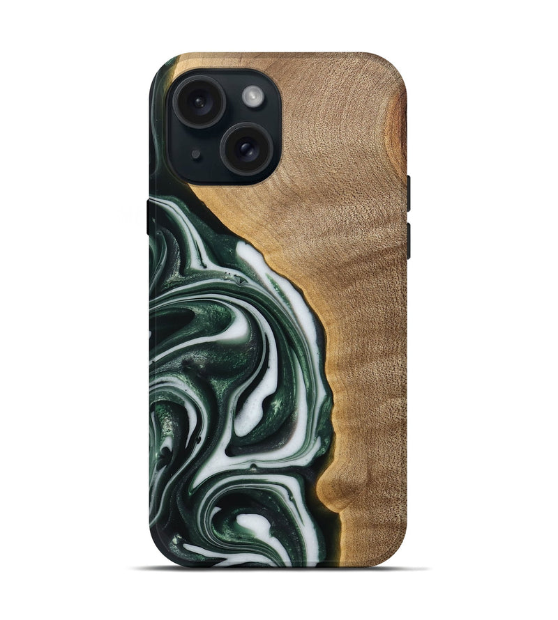 iPhone 15 Wood Live Edge Phone Case - Ashley (Green, 742571)
