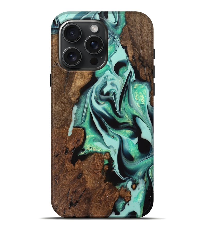 iPhone 16 Pro Max Wood Live Edge Phone Case - Alvis (Green, 742572)