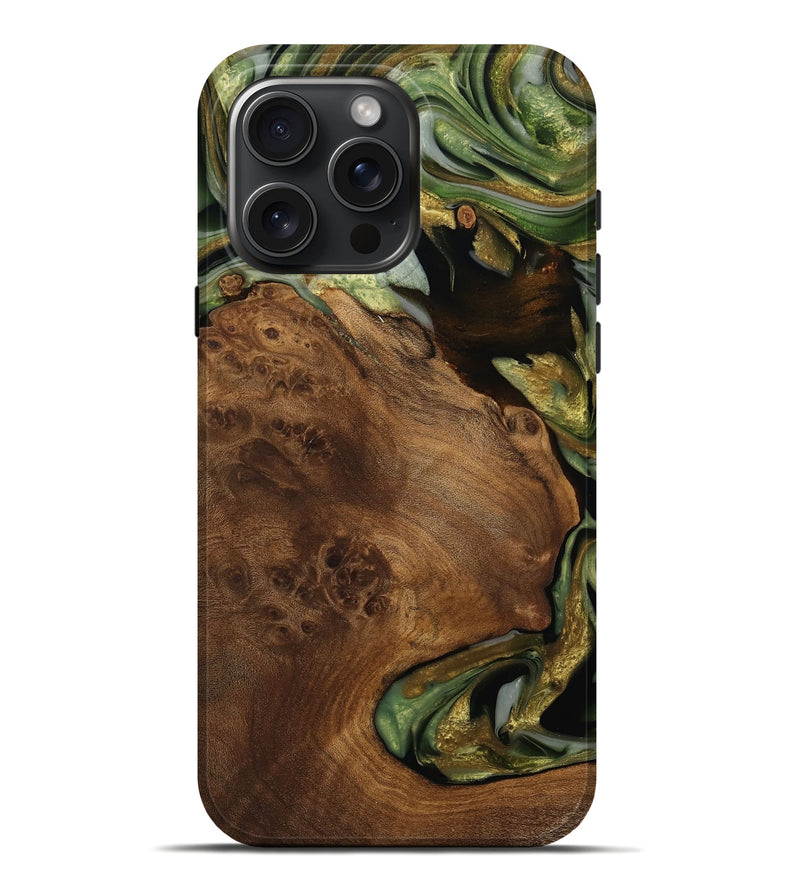 iPhone 16 Pro Max Wood Live Edge Phone Case - Gustave (Green, 742584)