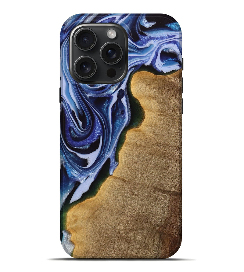 iPhone 16 Pro Max Wood Live Edge Phone Case - Jaelynn (Blue, 742597)