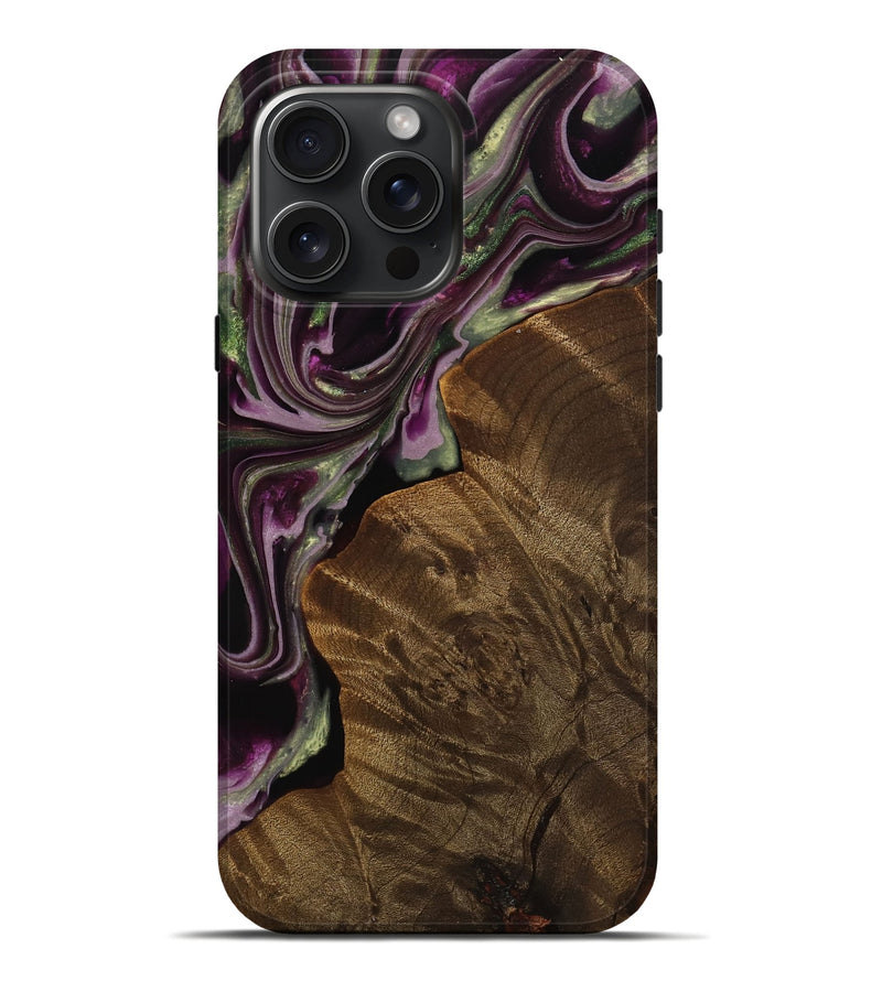 iPhone 16 Pro Max Wood Live Edge Phone Case - Erinna (Purple, 742599)