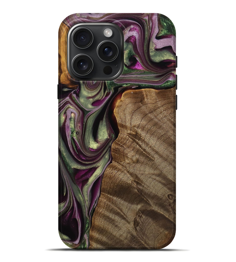 iPhone 16 Pro Max Wood Live Edge Phone Case - Maroun (Purple, 742601)