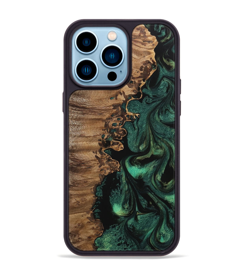 iPhone 14 Pro Max Wood Phone Case - Hana (Green, 742848)