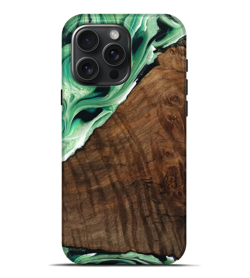 iPhone 16 Pro Max Wood Live Edge Phone Case - Enis (Green, 742946)