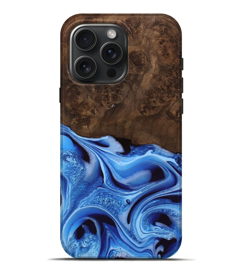 iPhone 16 Pro Max Wood Live Edge Phone Case - Alysa (Blue, 742955)