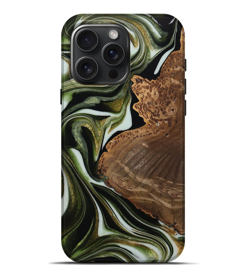 iPhone 16 Pro Max Wood Live Edge Phone Case - Yueping (Black & White, 742961)
