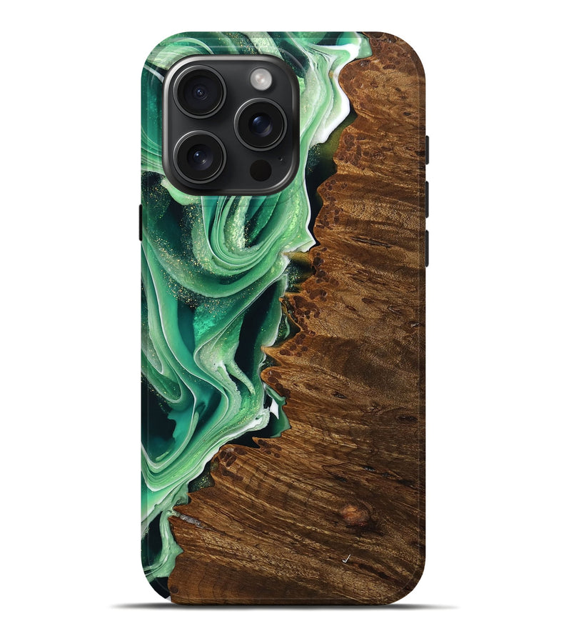 iPhone 16 Pro Max Wood Live Edge Phone Case - Arlyn (Green, 742977)