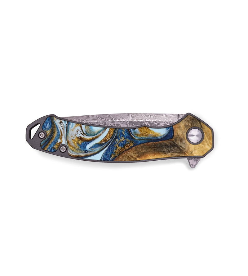 EDC Wood Pocket Knife - Brooks (Teal & Gold, 743074)