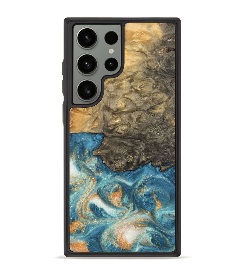Galaxy S23 Ultra Wood Phone Case - Tildy (Teal & Gold, 743433)