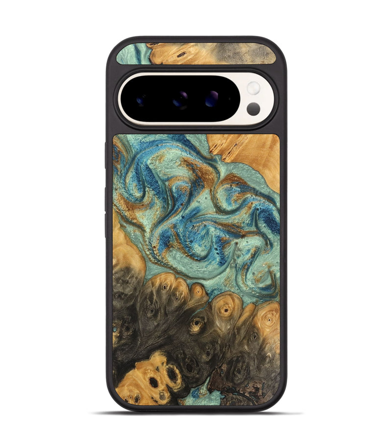 Pixel 9 Wood Phone Case - Herbert (Teal & Gold, 743915)