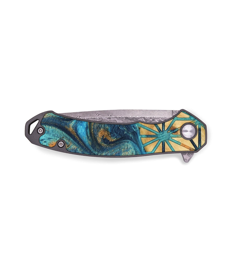 EDC Wood Pocket Knife - Graeme (Teal & Gold, 744009)