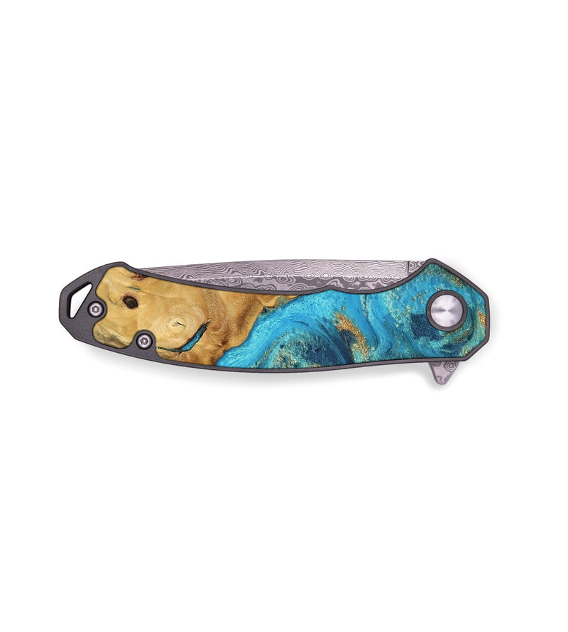 EDC Wood Pocket Knife - Concha (Teal & Gold, 744018)