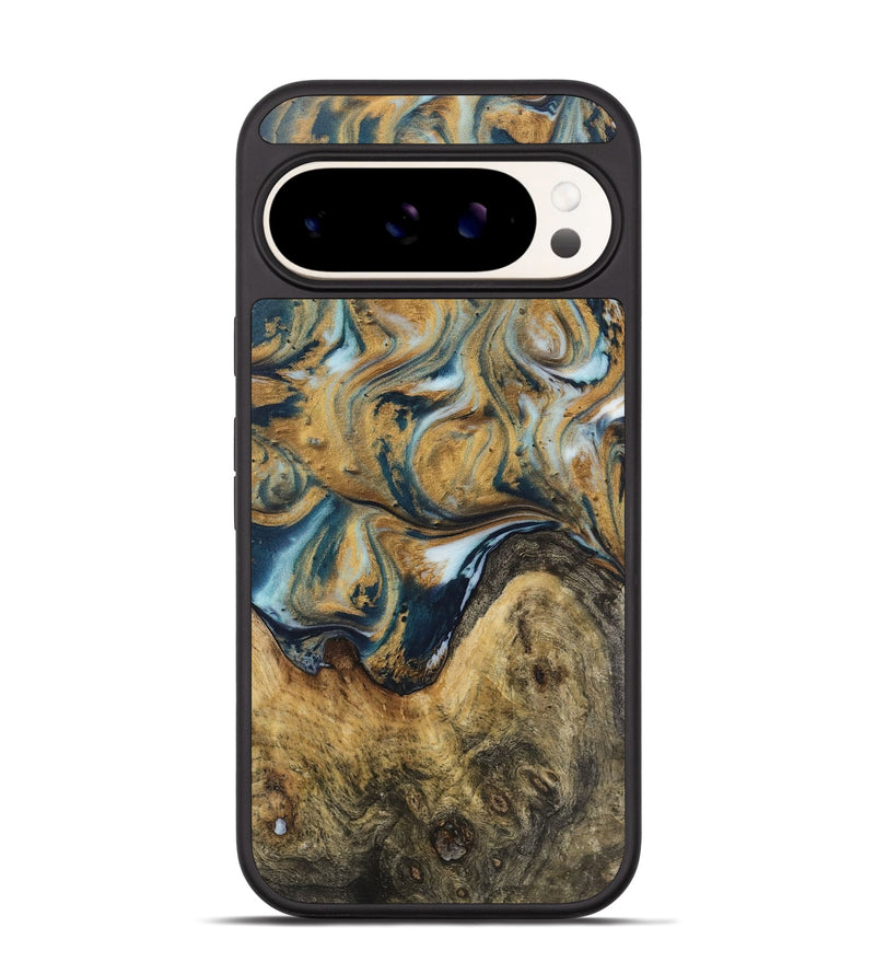 Pixel 9 Wood Phone Case - Lollie (Teal & Gold, 744045)