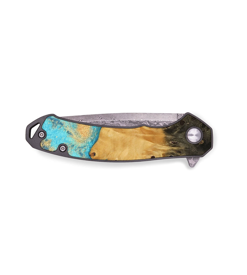 EDC Wood Pocket Knife - Auro (Teal & Gold, 744059)