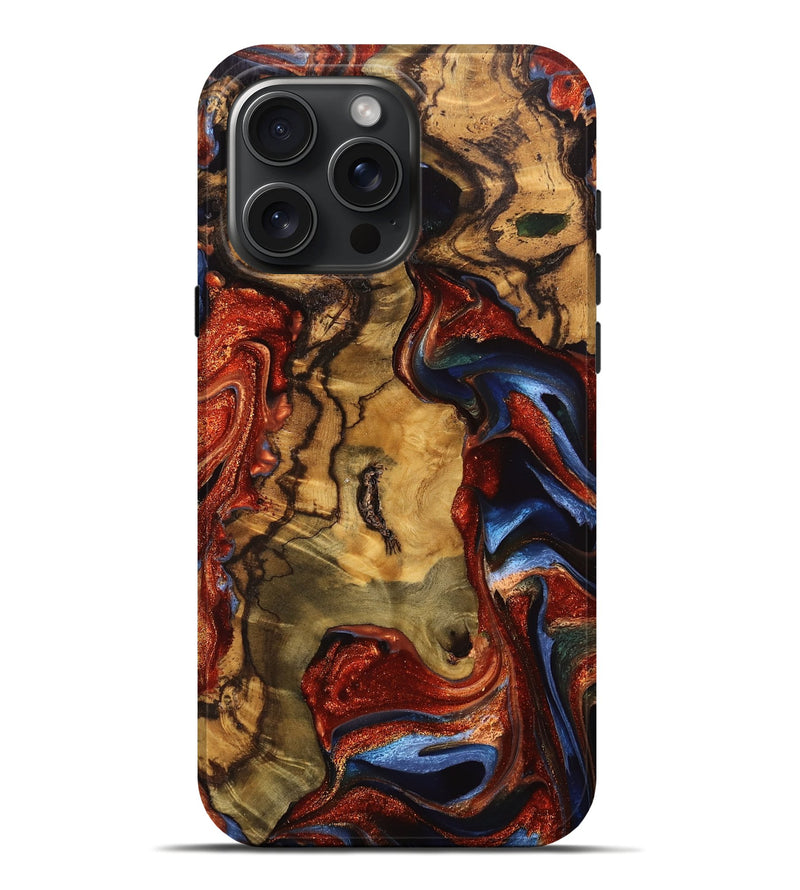 iPhone 16 Pro Max Wood Live Edge Phone Case - Lenard (Red, 744082)