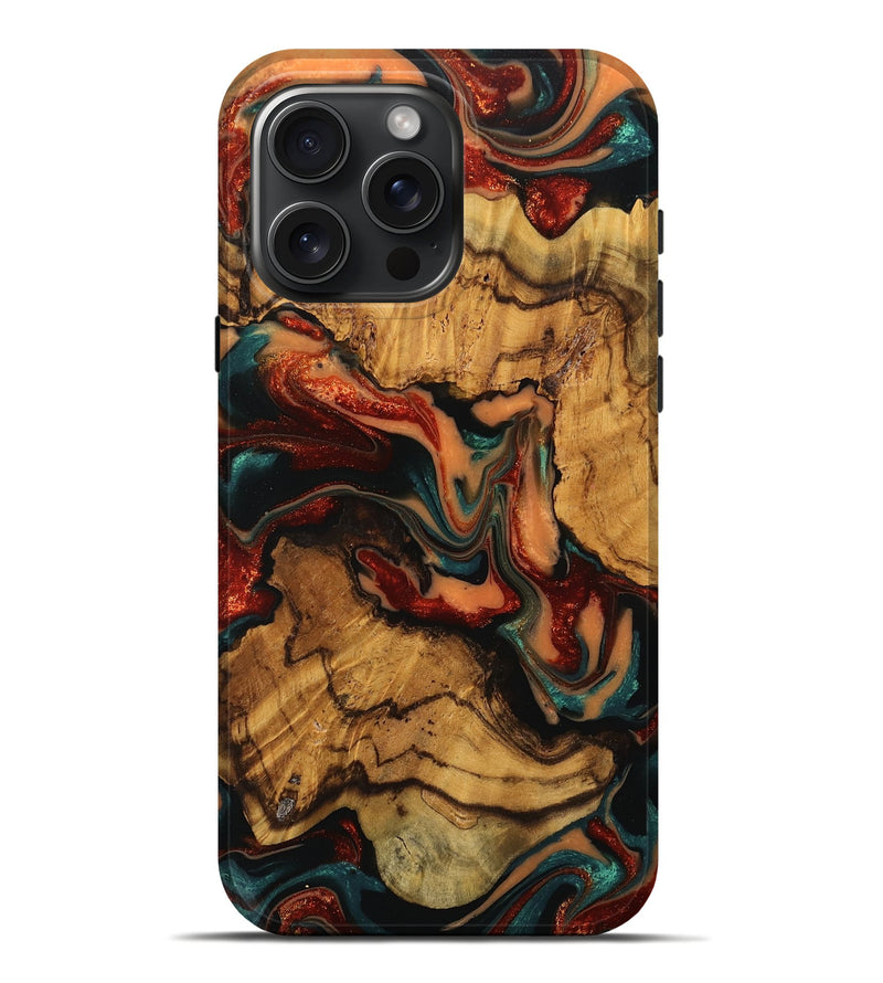 iPhone 16 Pro Max Wood Live Edge Phone Case - Holli (Red, 744083)