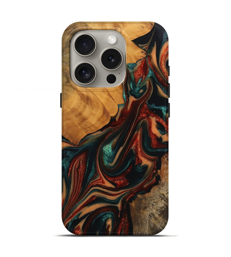 iPhone 16 Pro Wood Live Edge Phone Case - Kellia (Red, 744084)