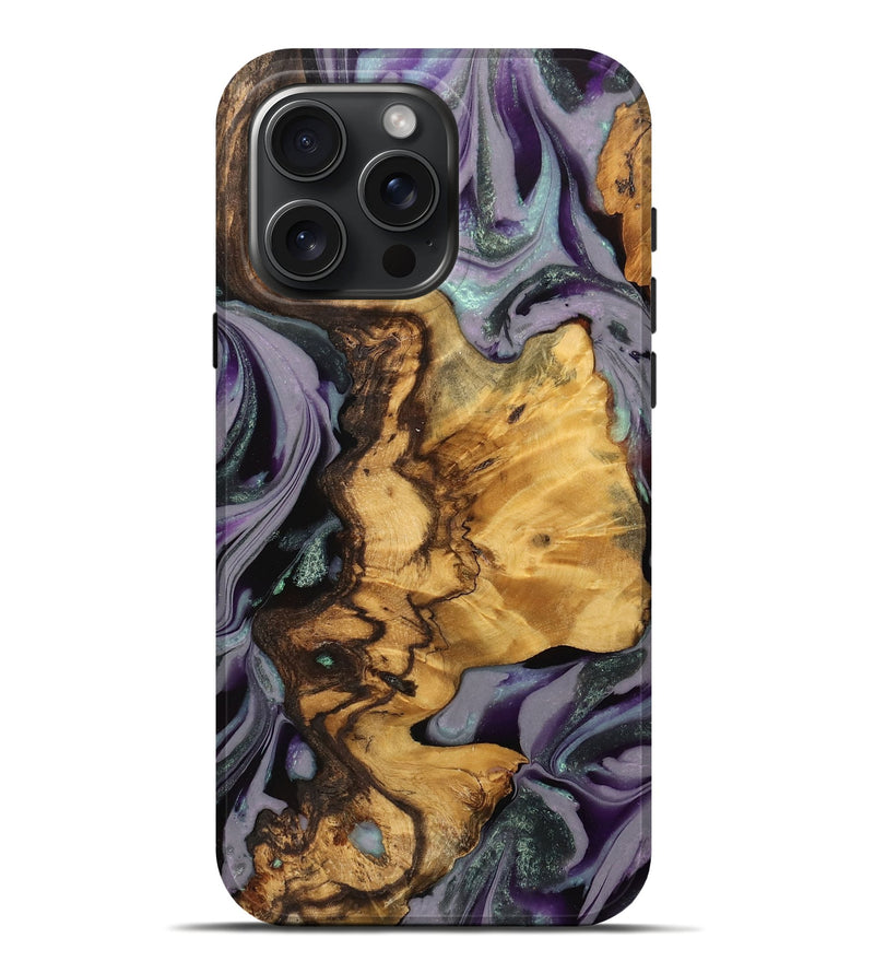 iPhone 16 Pro Max Wood Live Edge Phone Case - Enrico (Purple, 744091)