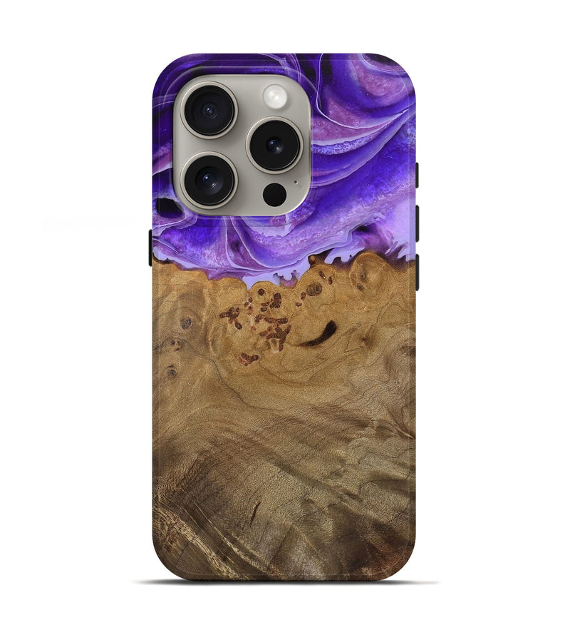 iPhone 16 Pro Wood Live Edge Phone Case - Della (Purple, 744095)