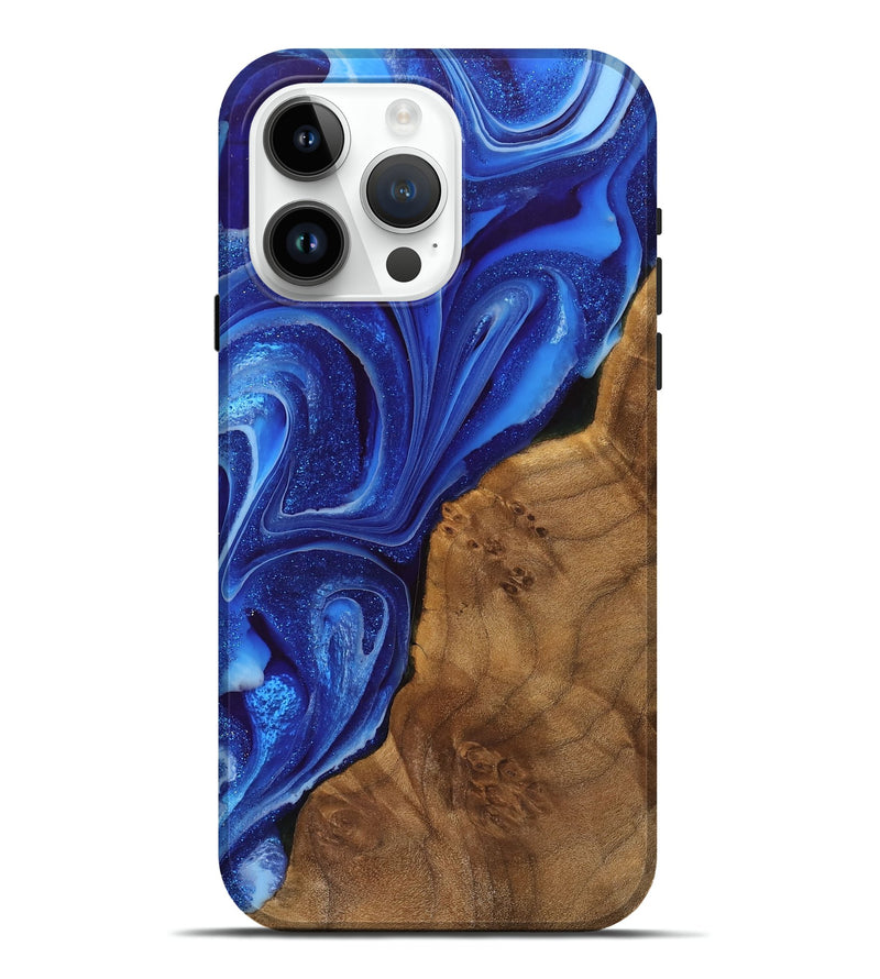 iPhone 15 Pro Max Wood Live Edge Phone Case - Dasya (Blue, 744098)