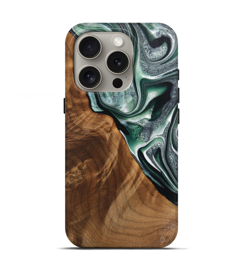 iPhone 16 Pro Wood Live Edge Phone Case - Hilmi (Green, 744361)