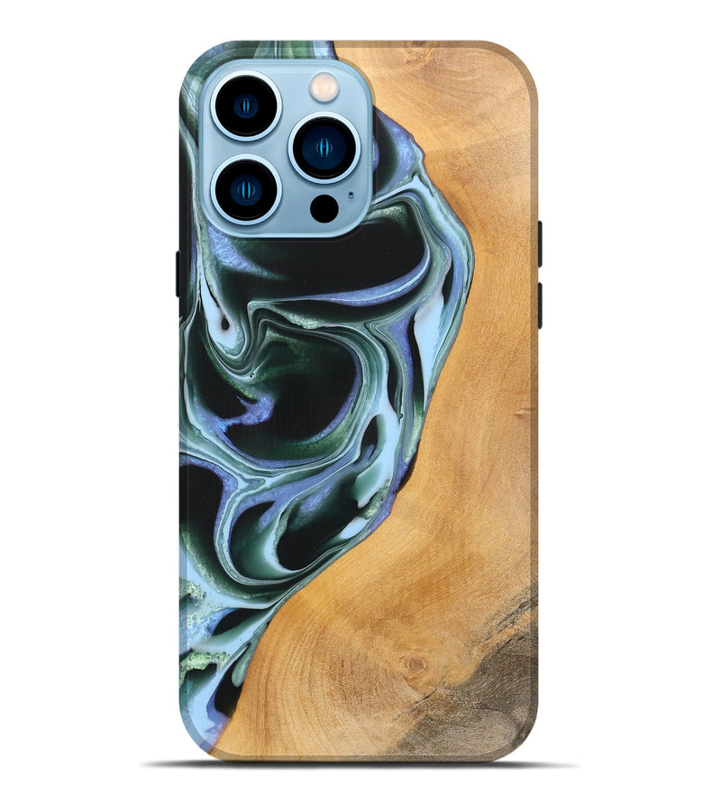 iPhone 14 Pro Max Wood Live Edge Phone Case - Charly (Blue, 744373)