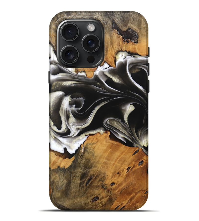 iPhone 16 Pro Max Wood Live Edge Phone Case - North (Black & White, 744379)