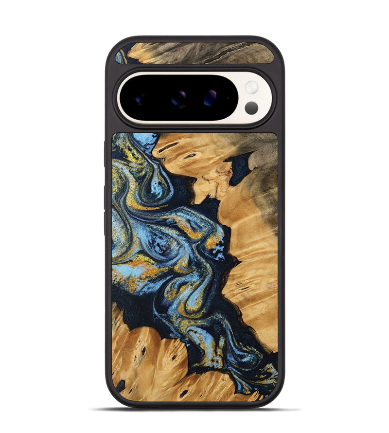 Pixel 9 Wood Phone Case - Kelcey (Teal & Gold, 744595)