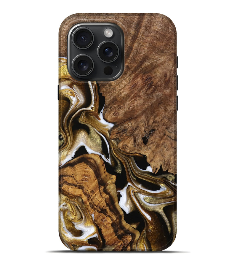 iPhone 16 Pro Max Wood Live Edge Phone Case - Irena (Black & White, 744747)