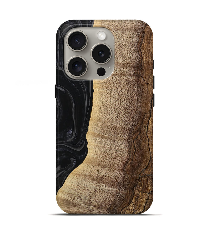 iPhone 16 Pro Wood Live Edge Phone Case - Handoko (Black & White, 744755)