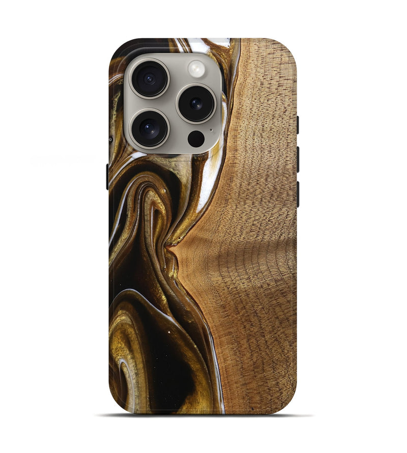 iPhone 16 Pro Wood Live Edge Phone Case - Zenobia (Black & White, 744758)