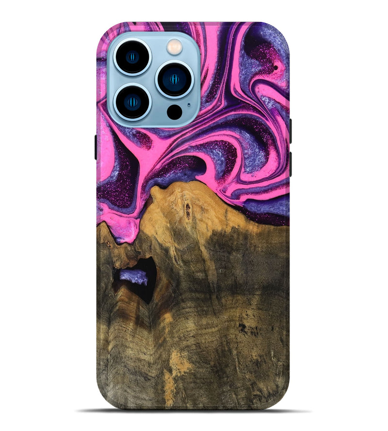 iPhone 14 Pro Max Wood Live Edge Phone Case - Rosalee (Purple, 744760)