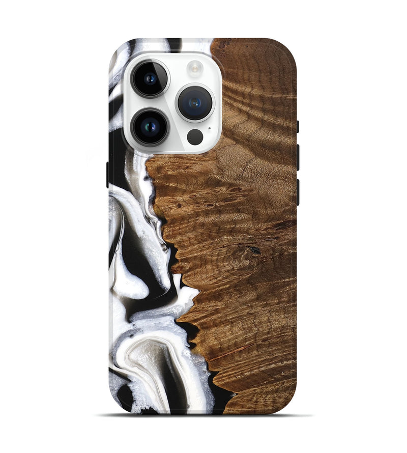 iPhone 15 Pro Wood Live Edge Phone Case - Theo (Black & White, 744783)