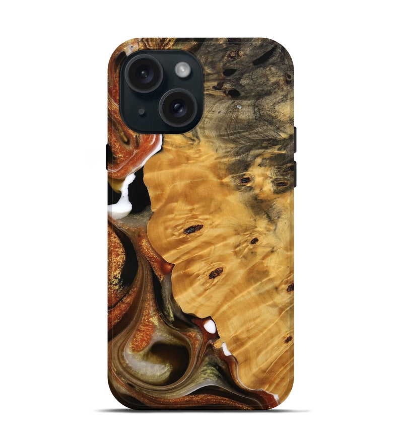 iPhone 15 Wood Live Edge Phone Case - Joanna (Black & White, 744786)