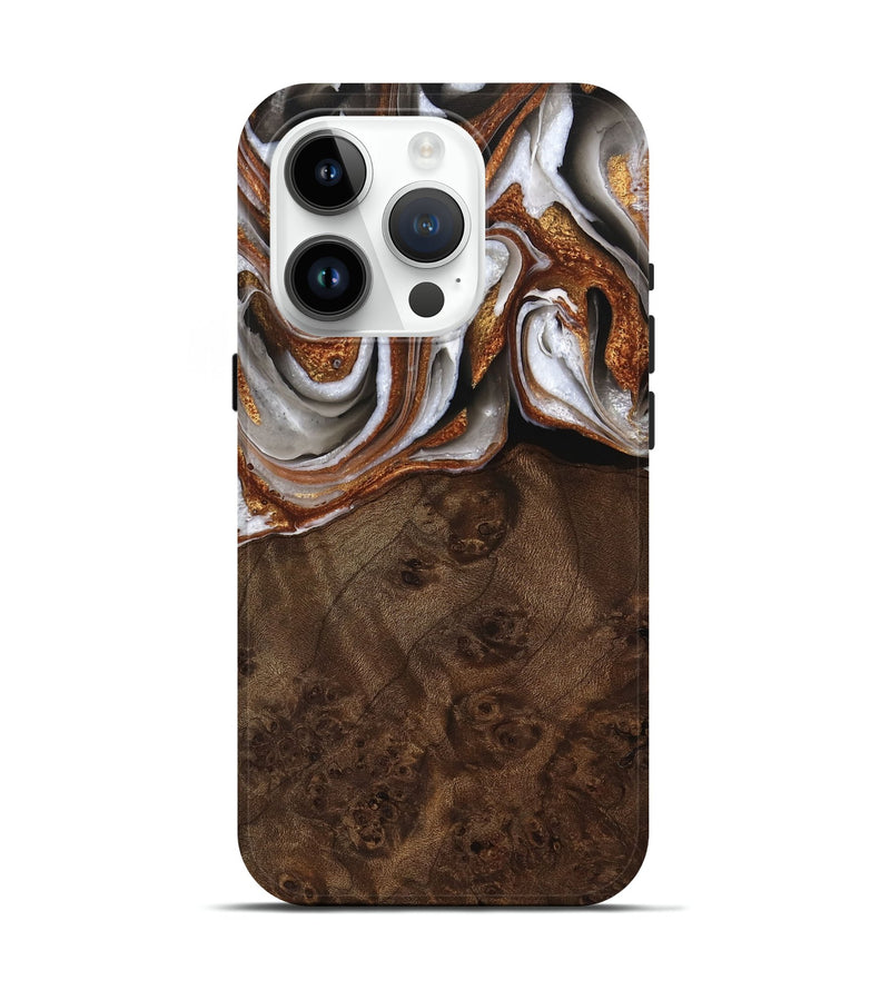 iPhone 15 Pro Wood Live Edge Phone Case - Isadore (Black & White, 744788)