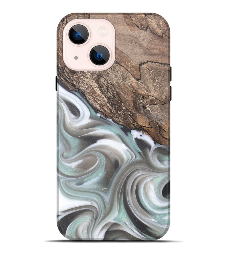 iPhone 14 Plus Wood Live Edge Phone Case - Moselle (Black & White, 744791)