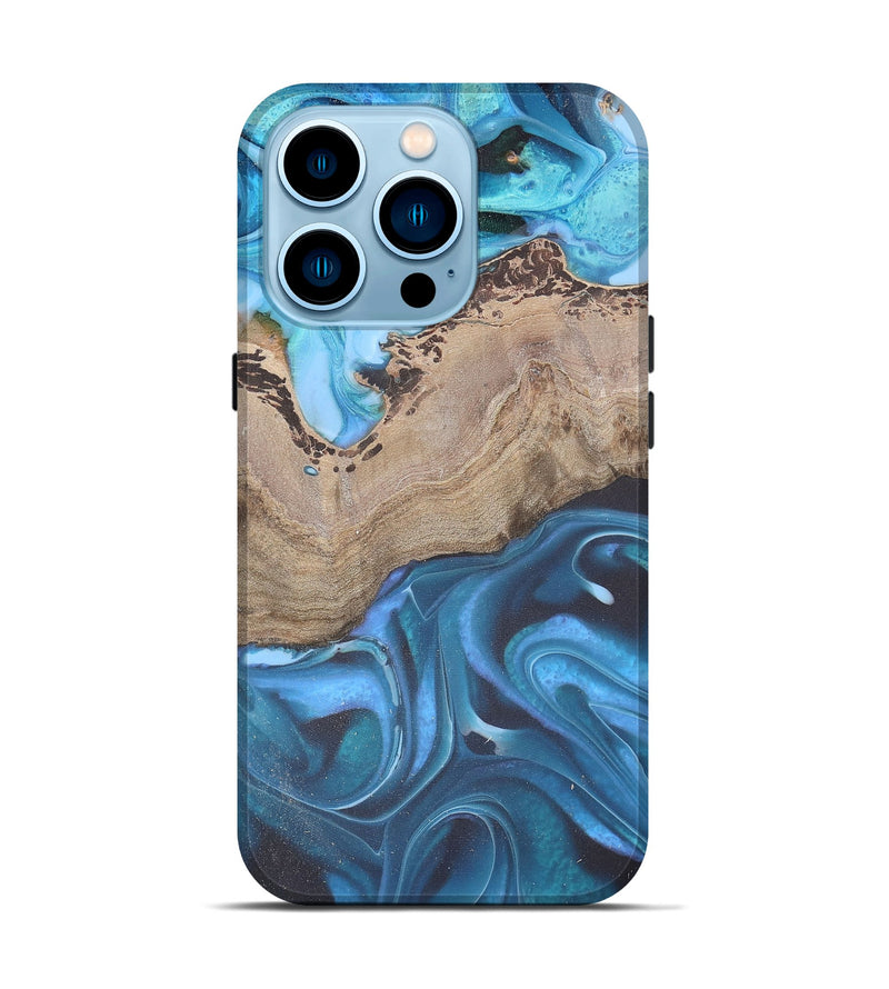 iPhone 14 Pro Wood Live Edge Phone Case - Enver (Blue, 744793)