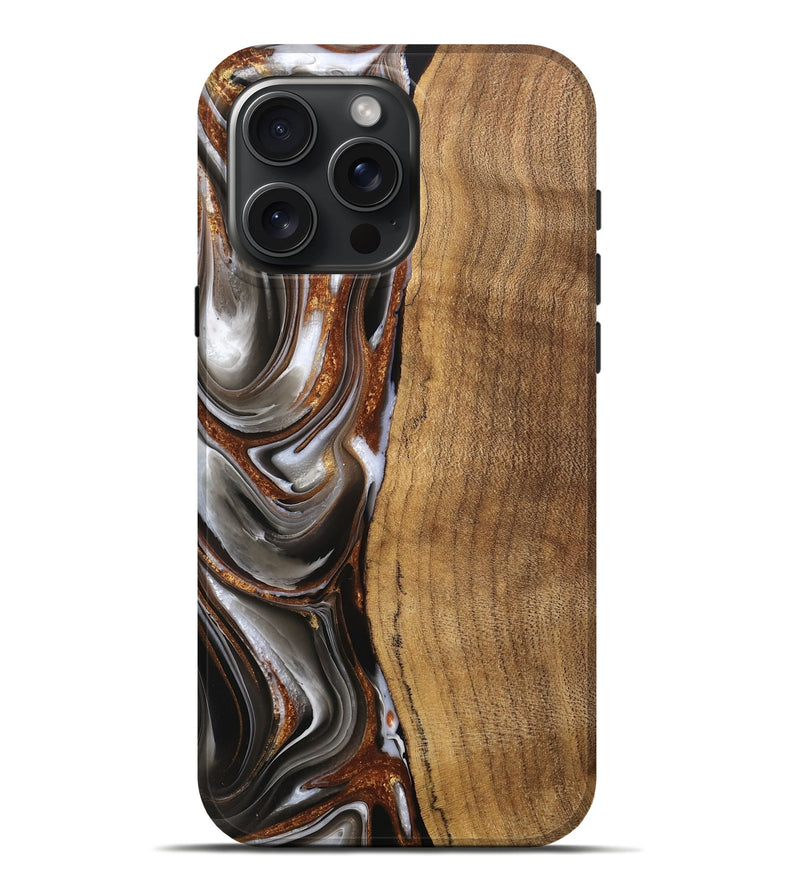 iPhone 16 Pro Max Wood Live Edge Phone Case - Clint (Black & White, 744796)