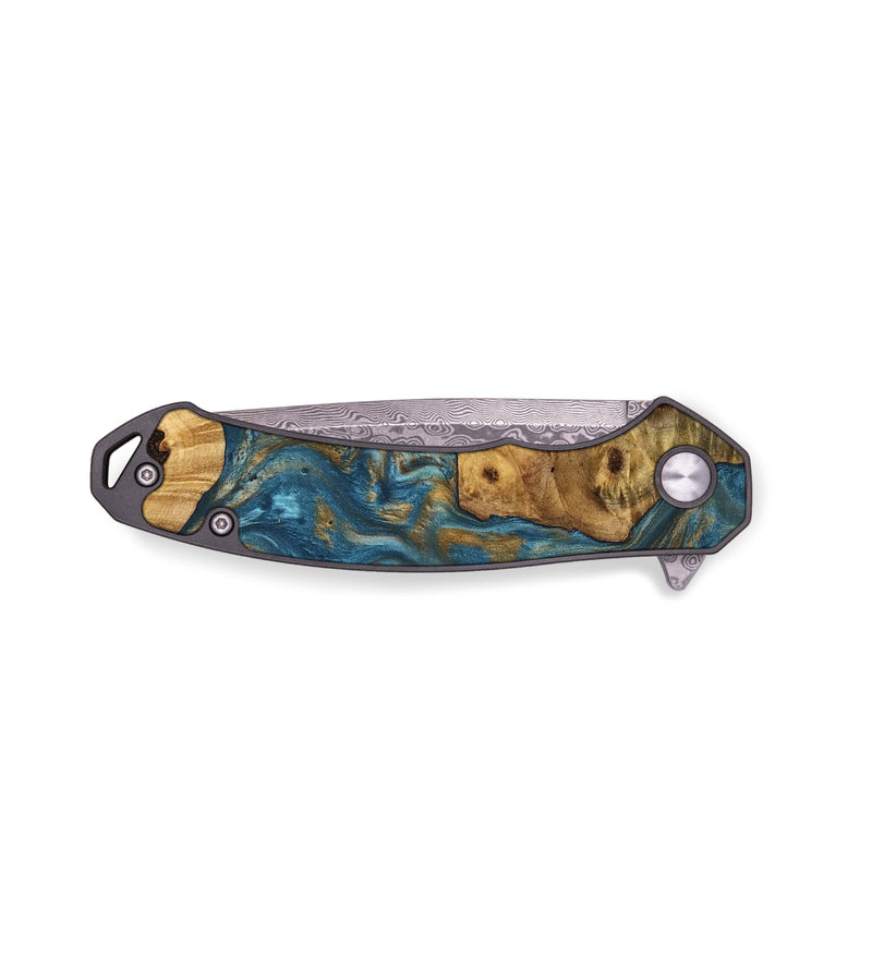EDC Wood Pocket Knife - Tida (Teal & Gold, 744974)